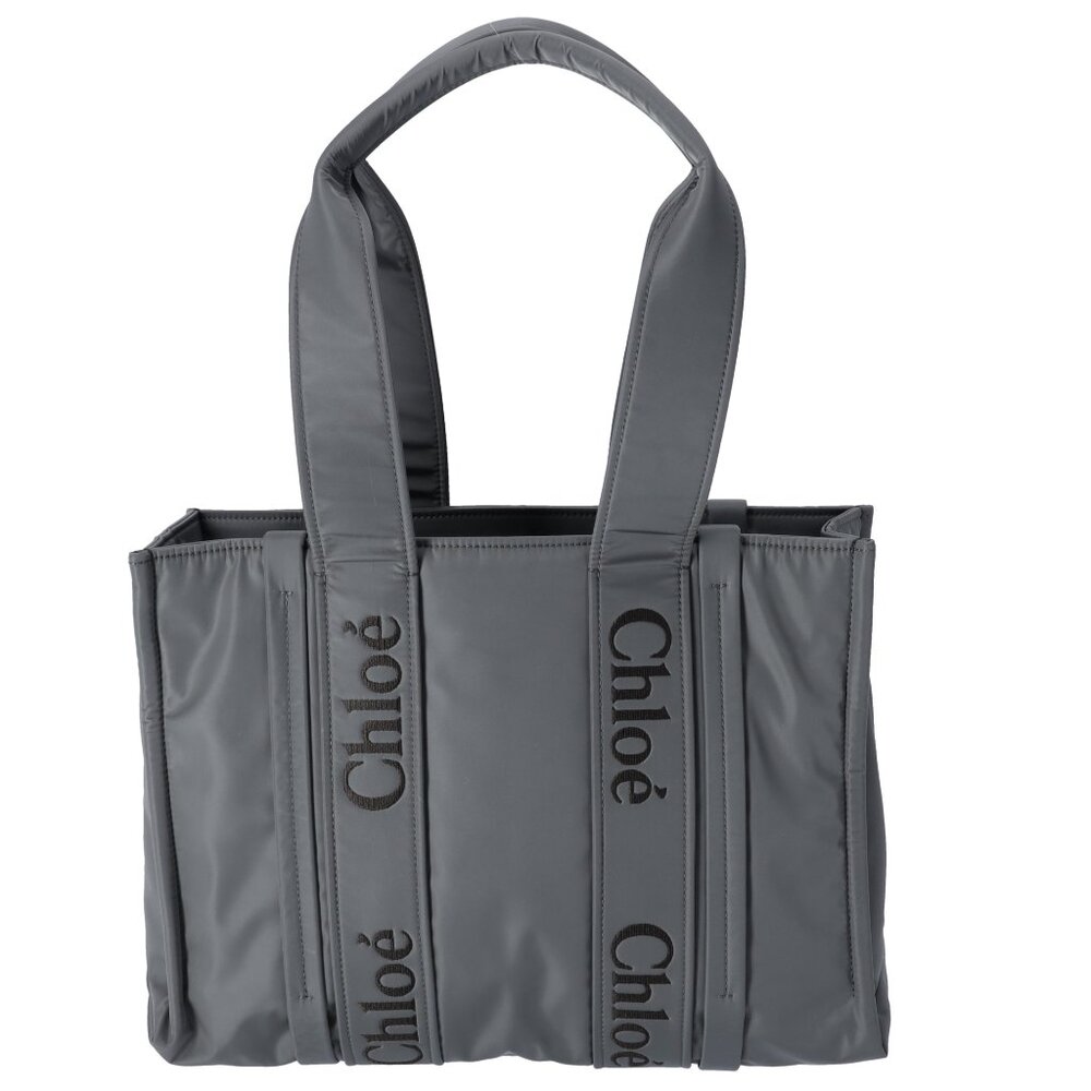 Chloe Woody Medium Tote Bag Tote Bag Gray Polyester